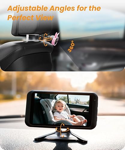 Miniatura 8 de Babyvue BV2 USB Baby Car Cámara 4.5" 1080P Cámara de asiento de coche con visión nocturna IR y clip a prueba de golpes, monitoreo infantil en tiempo