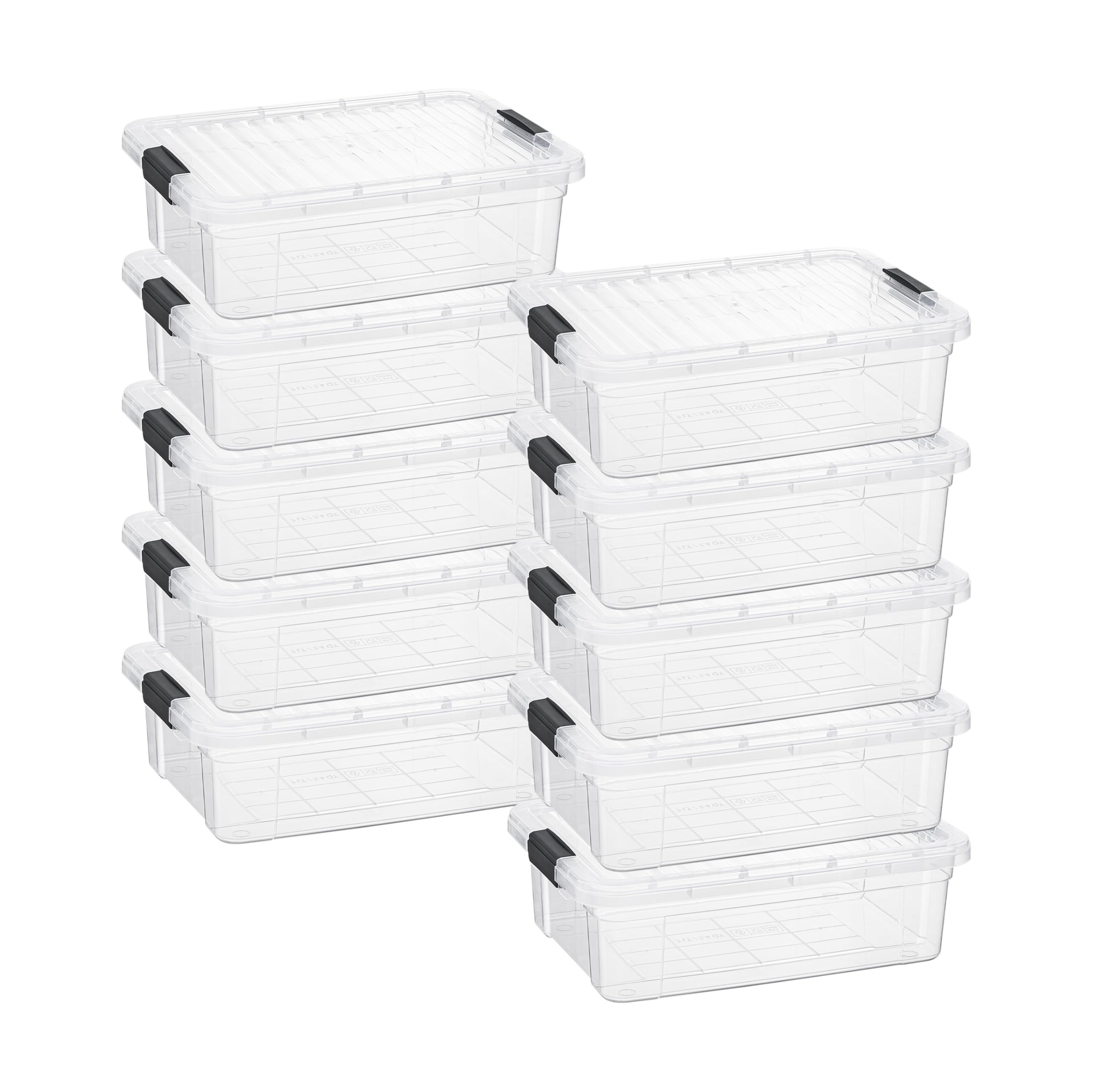 Superio 7.4 Quart Clear Plastic Storage Bin with Lid, Stackable Organizer Box, BPA-Free Storage Container for Home, Garage, School &amp; Office, 10 Pack