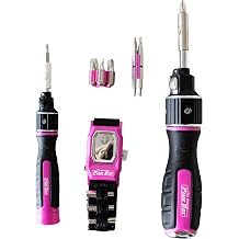 The Original Pink Box Double Drive Screwdriver Set with Lighted Magnetic Wristband