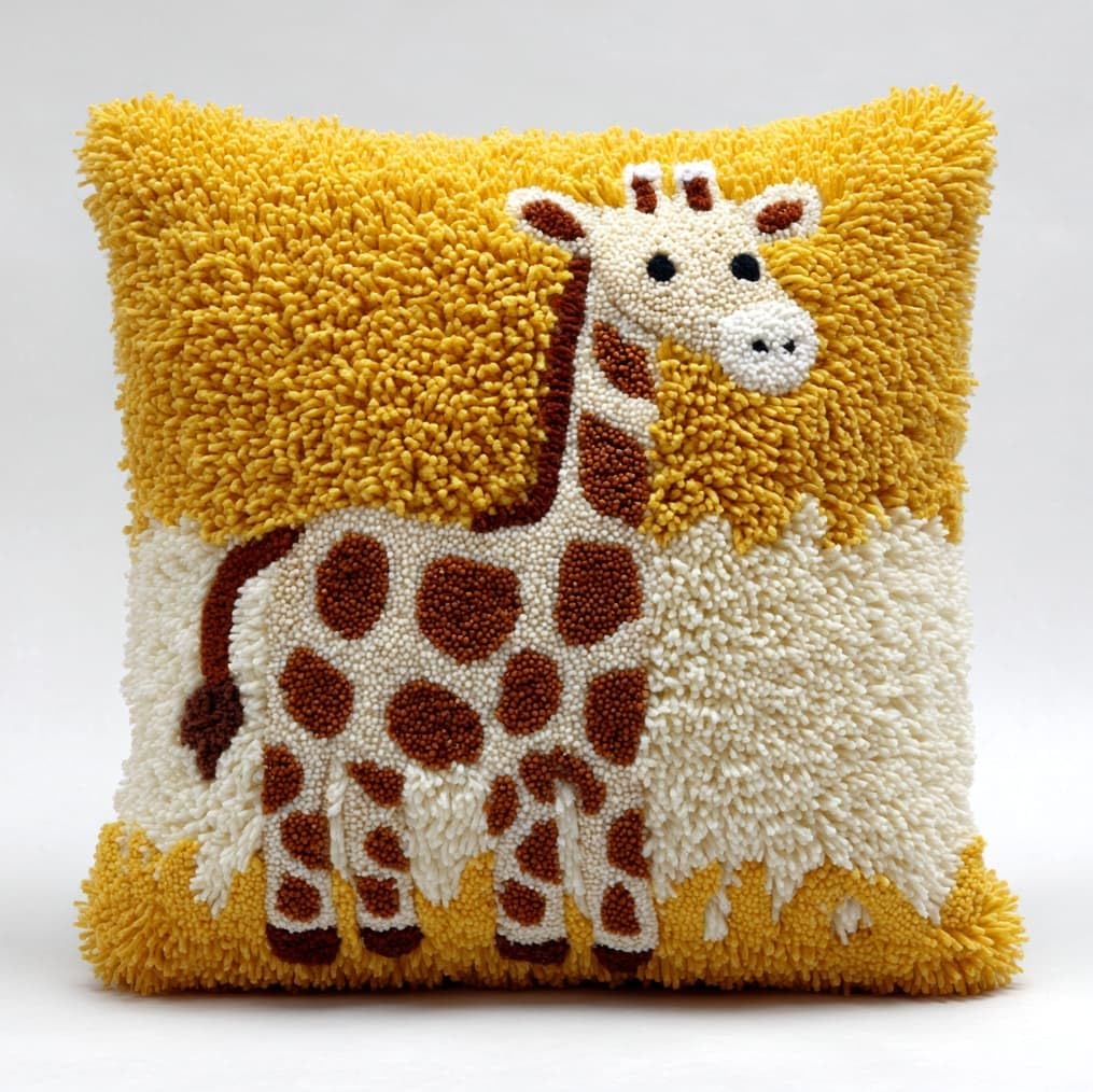 AxiangziK Latch Hook Cushion Kit 43x43cm,Giraffe