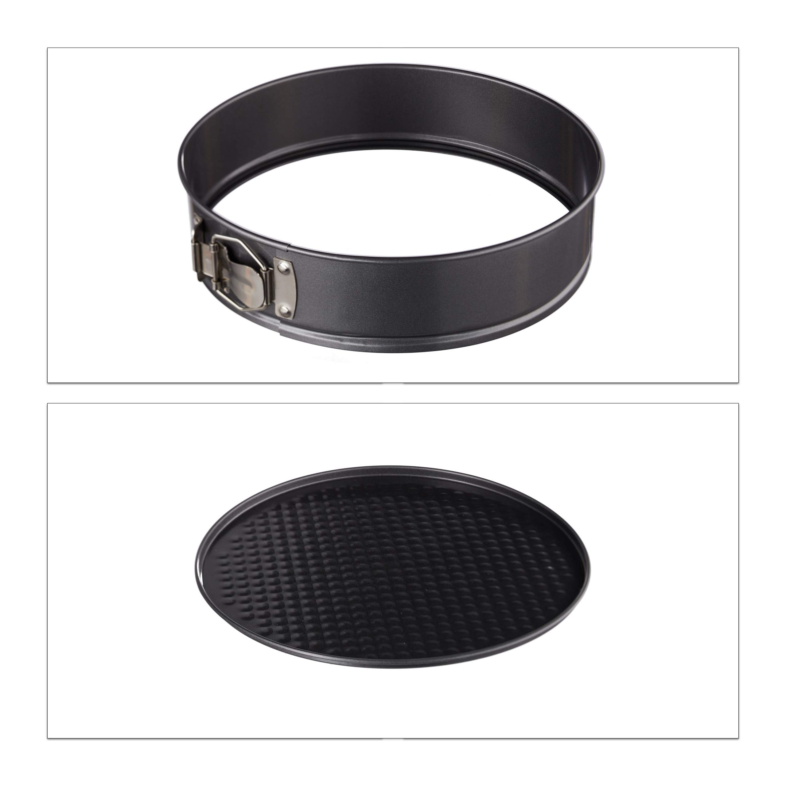 Relaxdays Set di Stampi per Dolci, 4 Parti, Ø 18/24/26/28 cm, Teglie da Forno, Antiaderenti, 250°, Grigio-Metallico
