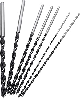 Long Brad Point Drill Bits - 7 Pcs 300mm Carbon Steel Round Shank Spur Three Point Spiral Twist Wood Metric Drill Bit Set Wood Working Tool for Drilling Wood, Plastic, Hardwood, Plywood