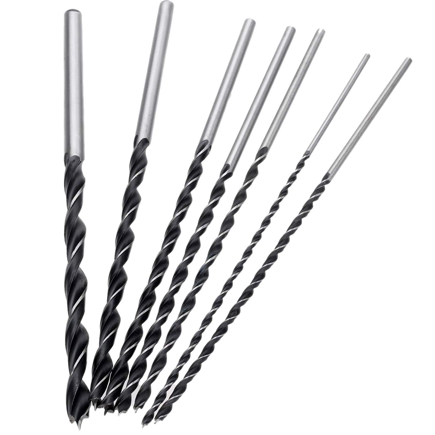 Long Brad Point Drill Bits 7 Pcs 300mm Carbon Steel Round Shank Spur