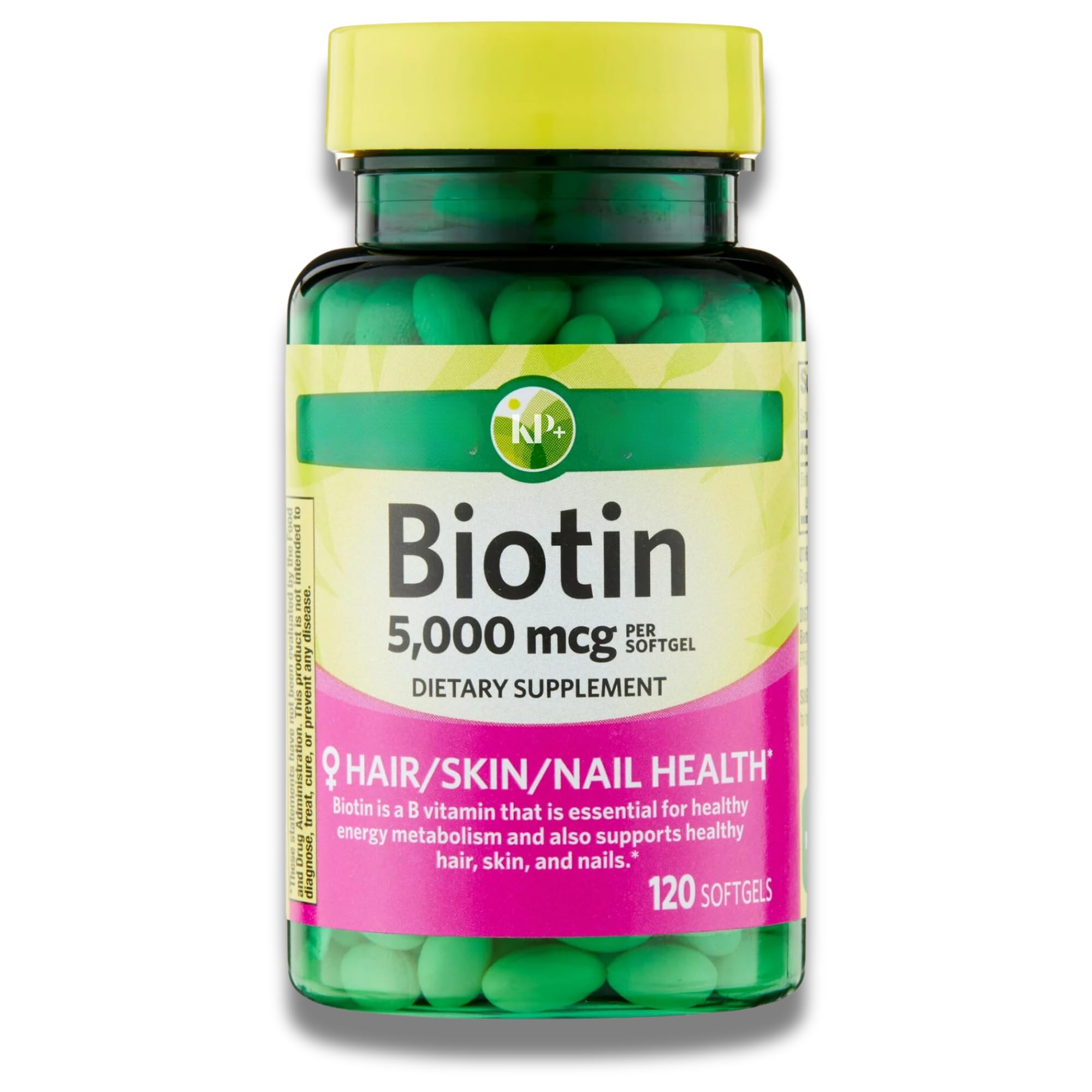 KP+ Biotin 5,000 mcg | Hair, Skin & Nail Health | Gluten Free | 120 Softgels | Pack of 1