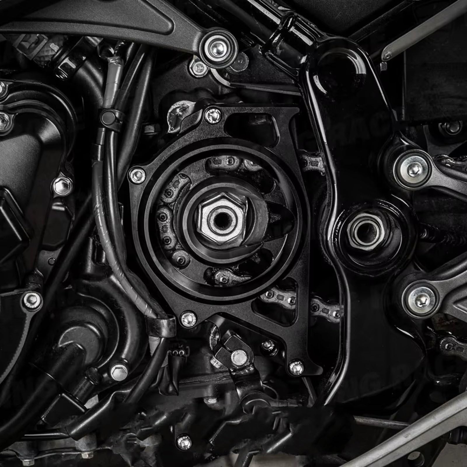 Motociclo Coperchio Pignone Anteriore Per Per Z900RS Coperchio pignone moto | Aiuta a proteggere l'area catena dagli impatti della ghiaia dall'esposizione pioggia durante guida(Black)