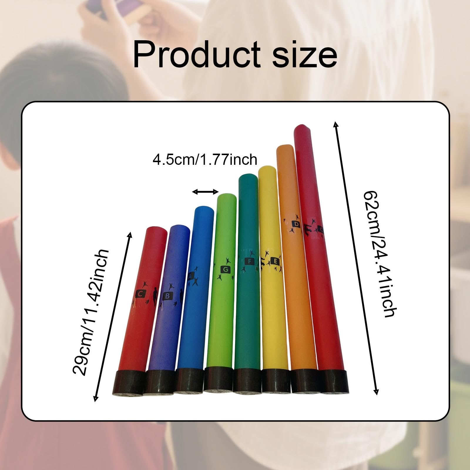 Harilla 8 tubos de percusión afinados de 8 x, juguetes musicales para niños, coloridos, notas, juego interactivo, tubos de música preescolares con tapa