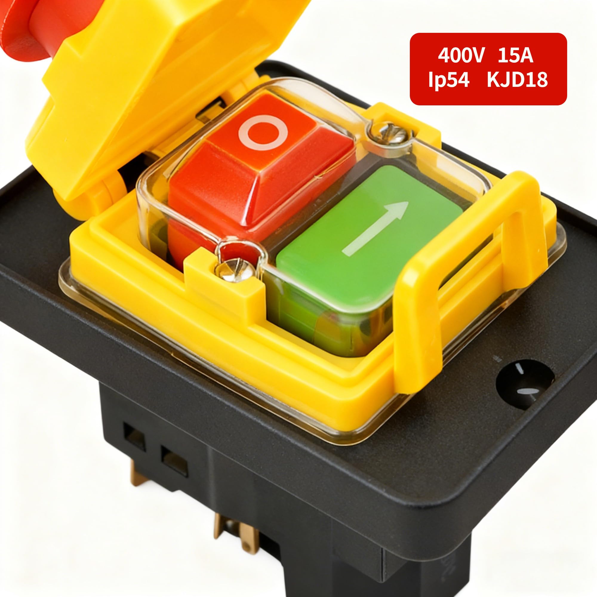 Commutateur de machine Interrupteur d'appareil 3 phases KJD18 400 V : interrupteur de sécurité électromagnétique IP54 Déclencheur de tension zéro pour machines à bois et métal Atelier