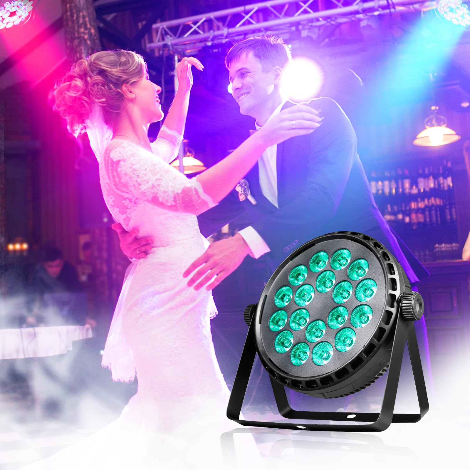 ZKYMZL Bühnenbeleuchtung Par Lights 80W RGBW 4-in-1 LED DMX-Lichter mit Fernbedienung & Klangaktivierung – Stage Uplights für Shows, Partys, Hochzeiten, Kirchen, Weihnachten, Clubs (2 Stück)