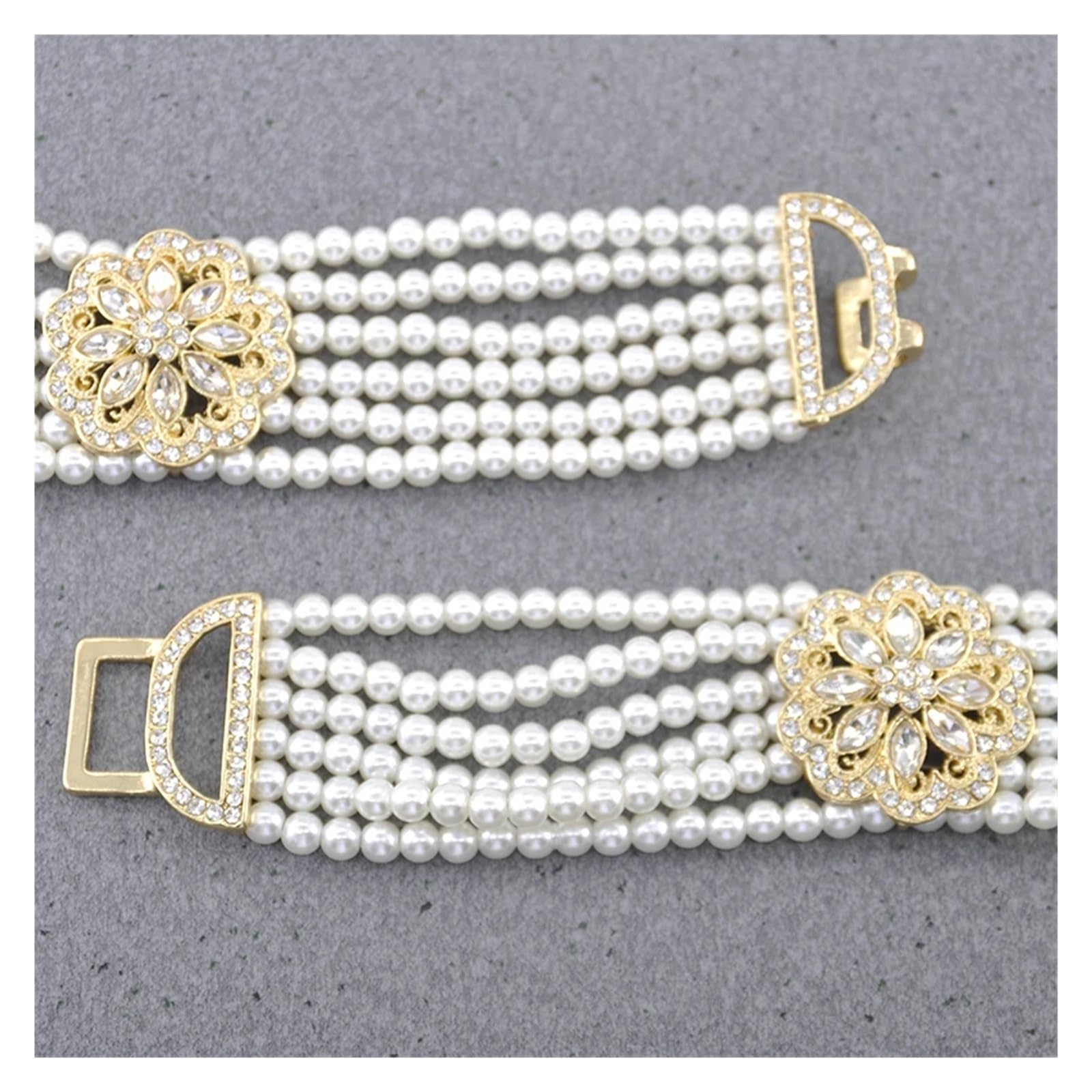 Ceintures en perles pour femme - Magnifique chaîne de taille en perles - Longueur réglable - Bijoux de mariée européenne - Fleur de mariage