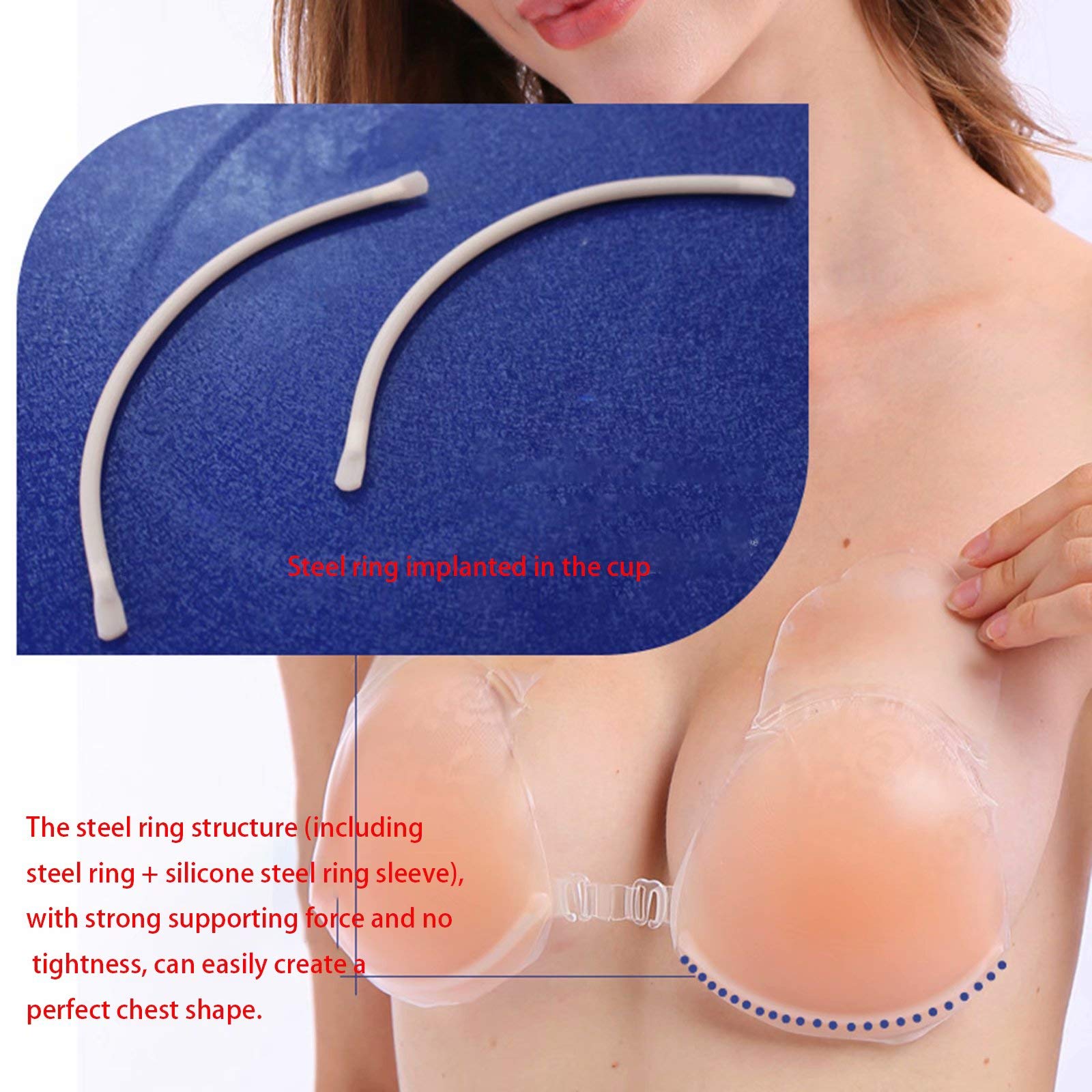 SENSEN 3 Paires de Soutien-Gorge sans Bretelles, Soutien-Gorge Push-up sans Dossier Invisible Soutien-Gorge adhésif Soutien-Gorge de Levage des Seins
