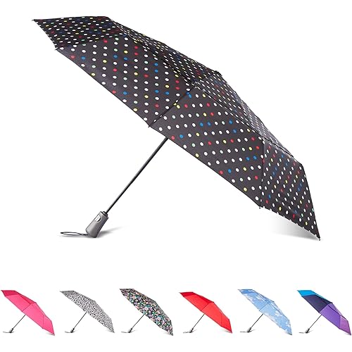 Totes Auto Open/Close Windproof Ultimate Compact Umbrella with UV and Water Repellent Protection