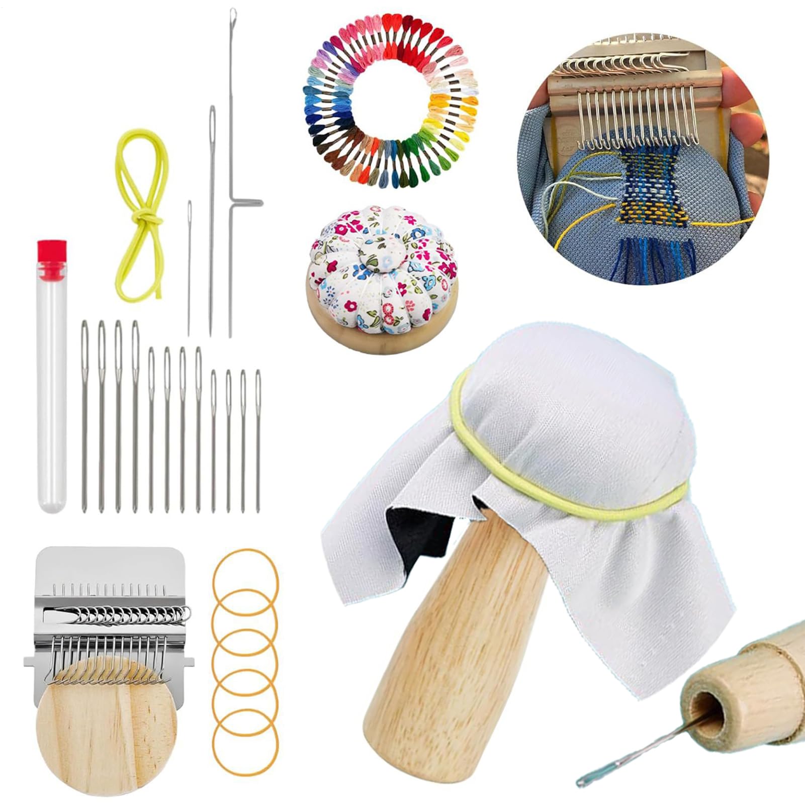 Tktouci Kit di Toppe per Maglieria - per Strumenti di Tessitura | con 14 Uncini, 14 Aghi e Kit di Riparazione con 50 Colori di Filo - Adatto A Principianti, Maglia, Madre, Padre, Tessuto, Stoffa,