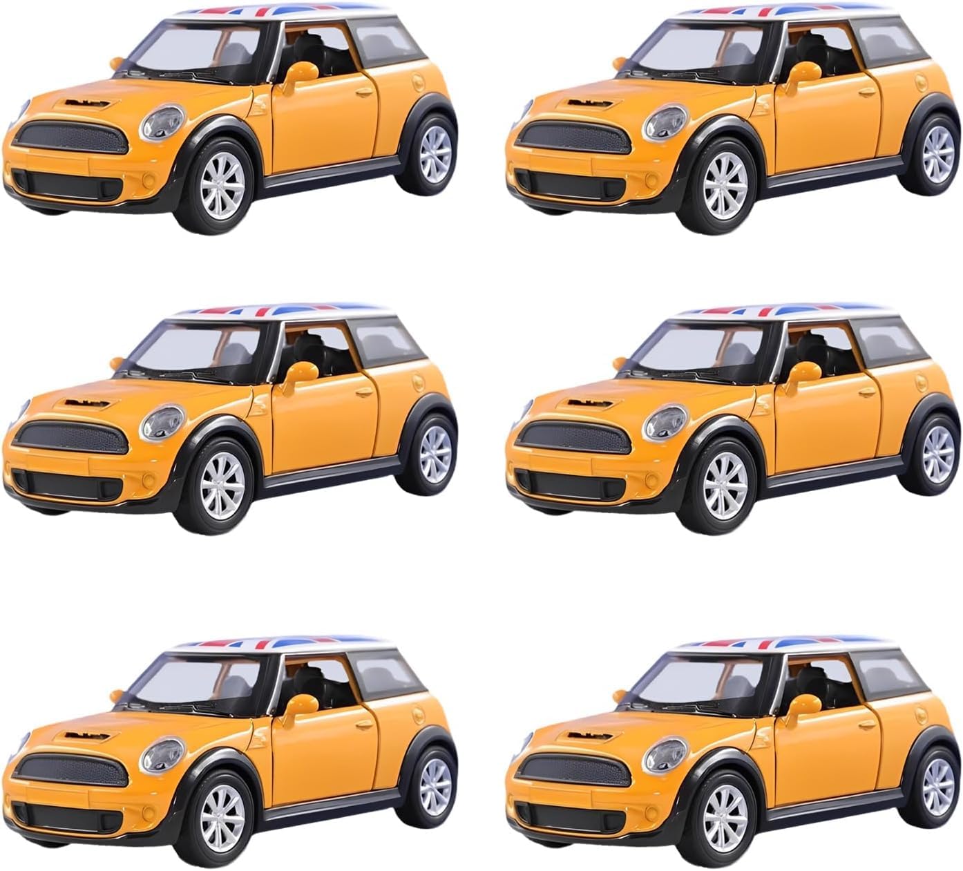 FAMBIZ Die Cast Metal Toy Cars, Indoor And Outdoor Play, Yellow (6pcs)
