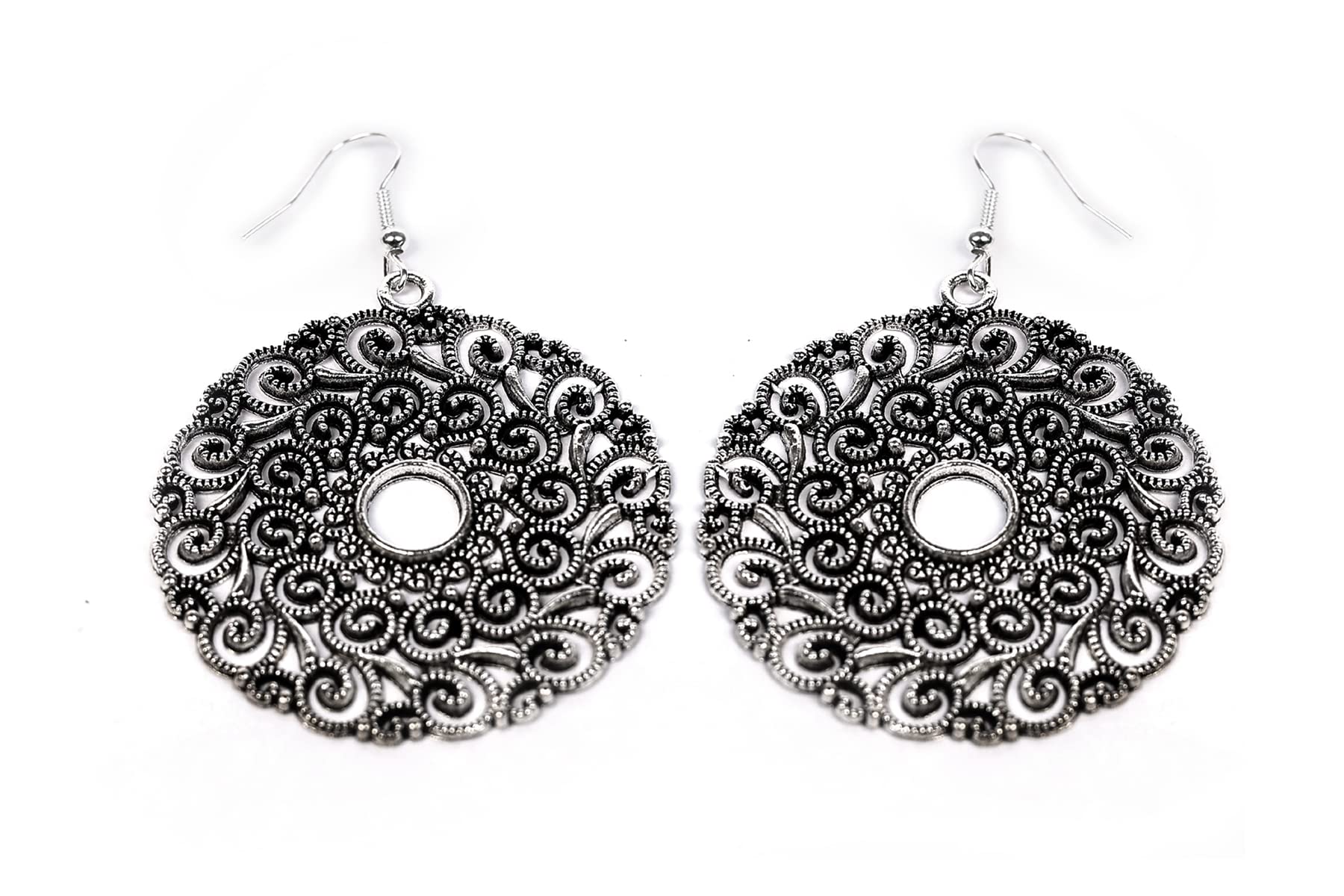 KRITYA Silver Oxidised Jewellery Black Stud Mirror Earrings for Women and Girls (B0B9RR4S82) Amazon Price History, Amazon Price Tracker