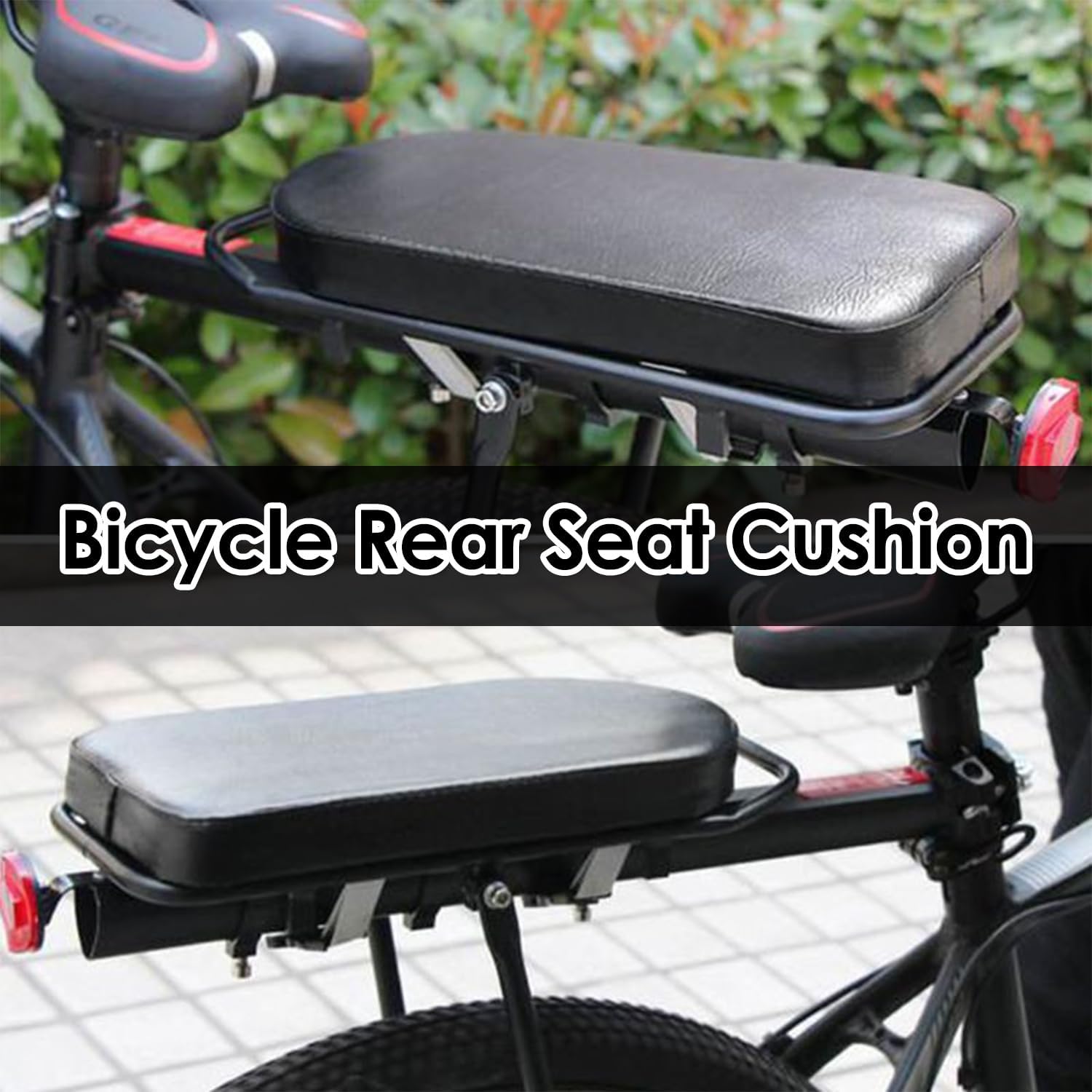 Coussin de selle de vélo en polyuréthane noir pour selle de vélo de montagne - Large coussin doux - Accessoire de vélo pour l'école, le sport, le sentier
