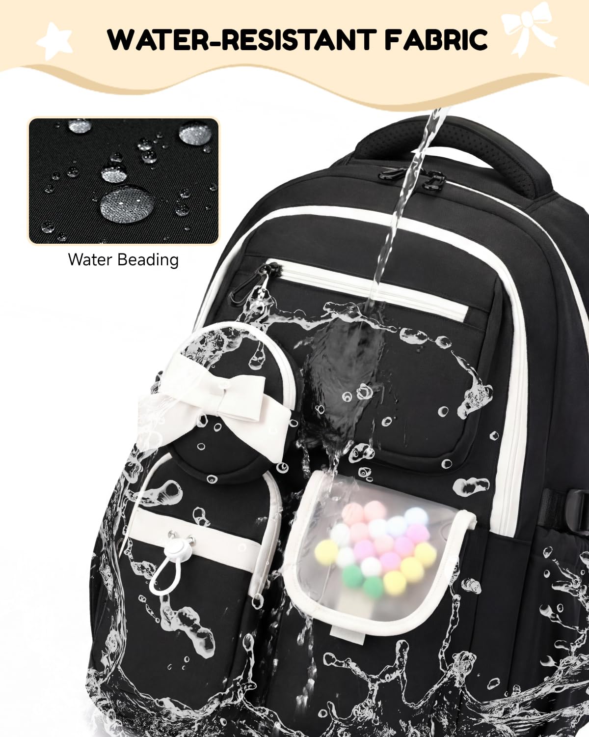 Amythe Mochila con Ruedas para Niña 10-18 Años, 6 Ruedas, Blanco | Mochila Carrito Adolescentes para Instituto y Colegio - Trolley Escolar Extraíble – Gran Capacidad para Ordenador 15.6"