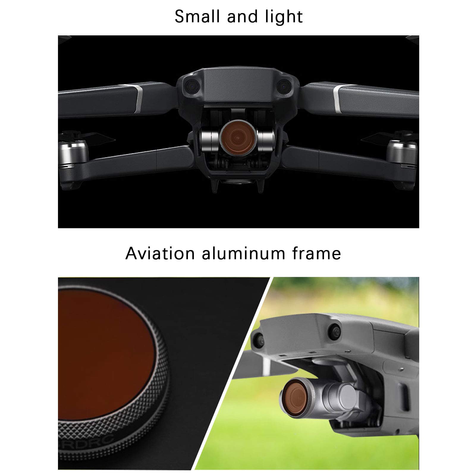 Juego de filtros para lentes de cámara Material de alta definición Aleación de aluminio 2 Drone UV ajustable CPL ND8-PL