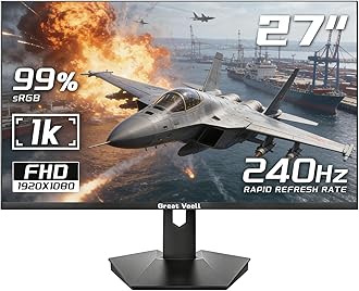 27 Inch Gaming Monitor 240Hz FHD (1920x1080) Computer Monitor, VA Panel, FreeSync, HDR10, 99% sRGB, FreeSync, 2*HDMI&2*DP, Design VESA (75 x 75mm)-Black