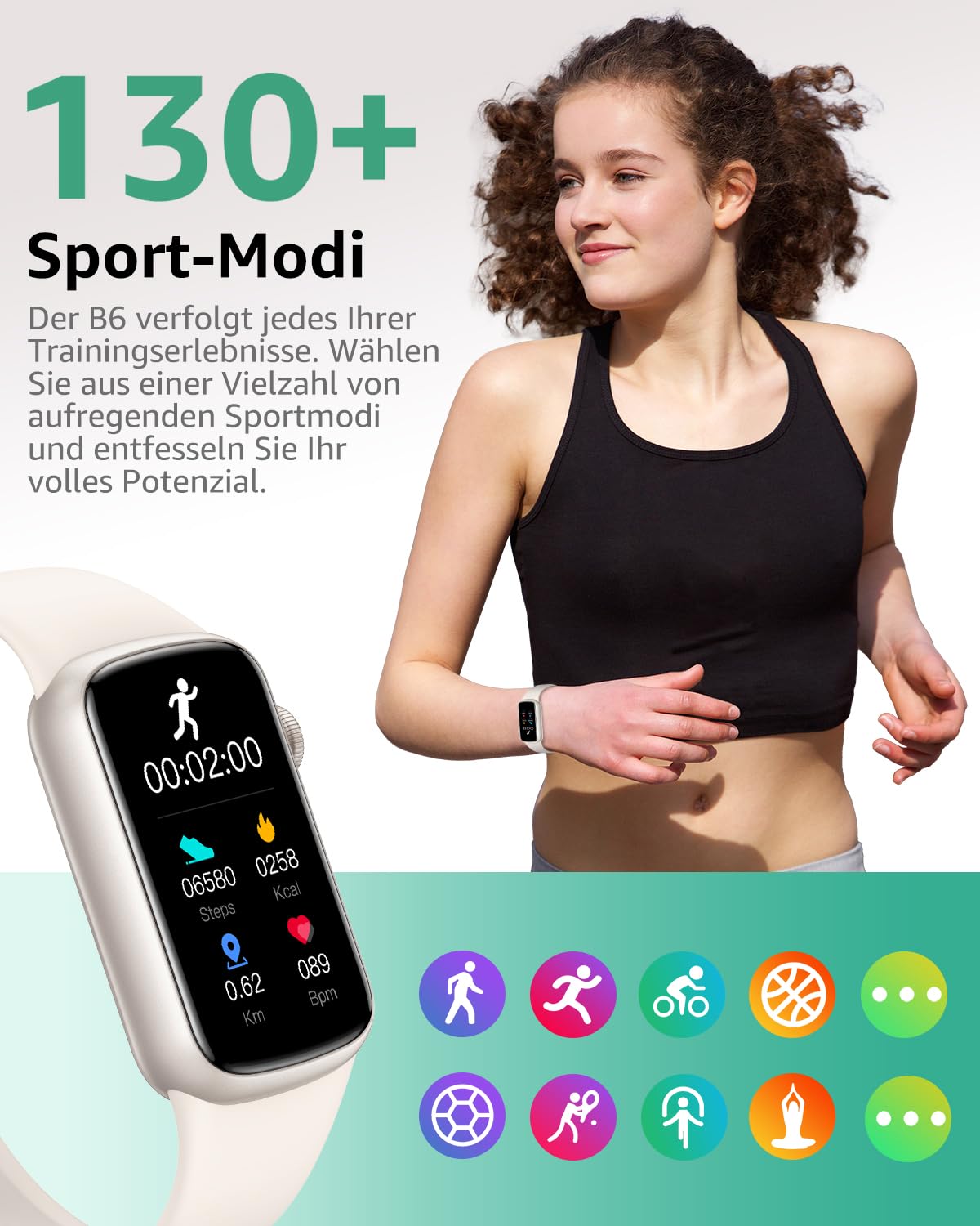 BUTFORFIT Fitness Tracker, 1,47 Zoll HD-Display Fitnessuhr mit 137+ Sportmodi, Smart Watch mit Schlafmonitor Schrittzähler, IP68 Wasserdicht Fitnessuhr für Damen Herren - 3