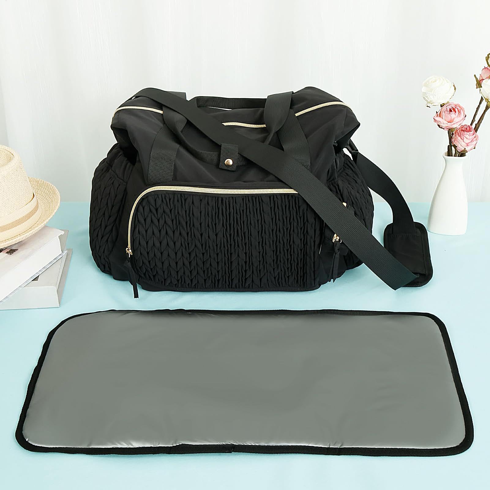 Sac à langer pour bébé, sac à langer de voyage, grande capacité, sac à langer pour enfant avec housse à tétine, sac multifonction pour bébé