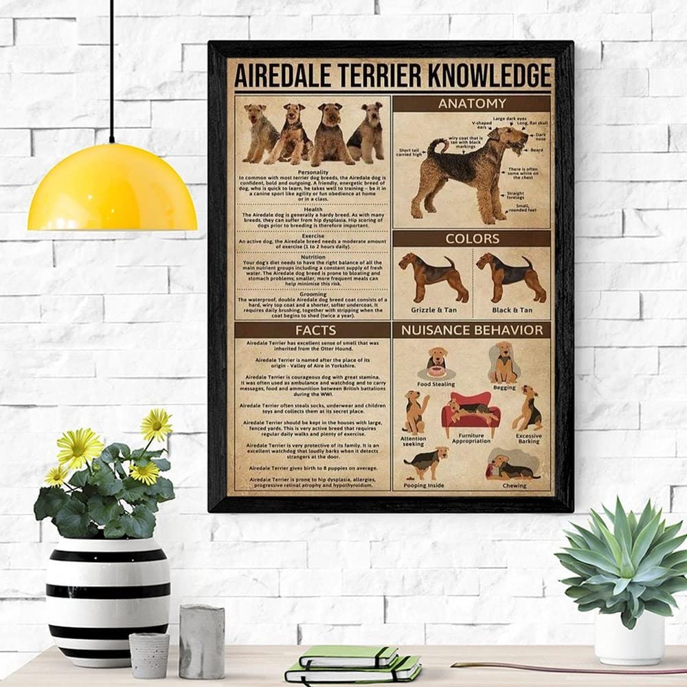 Bioprocess Airedale Terrier Knowledge Dog L Gift Airedale Home Decor Decor Metal Sign Tin Sign Decor Poster Wall Art Poster 8X12 Inches