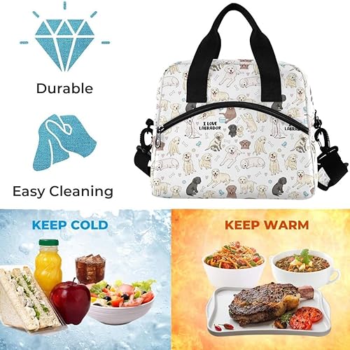 Miniatura 5 de Labrador - Bolsa de almuerzo con aislamiento para perros, contenedor de alimentos para preparación de comidas, bolsa enfriadora para escuela,