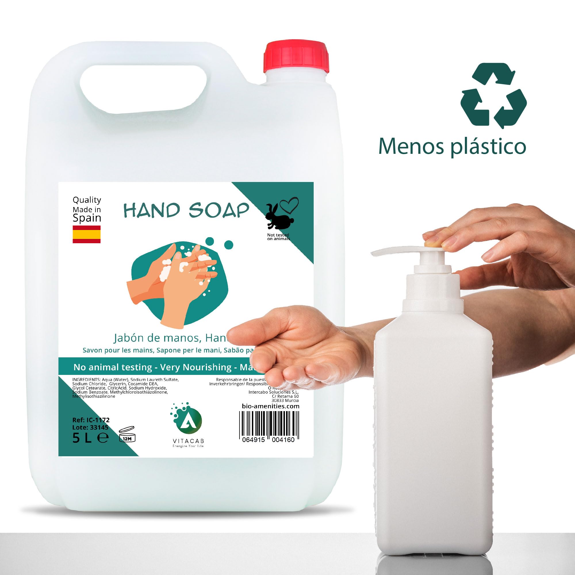 Sapone per le Mani Handseife – Confezione da 2 Caraffe da 5 Litri, Sapone Liquido Delicato, Detergente Mani Uso Frequente, Schiuma Efficace, Formato Conveniente