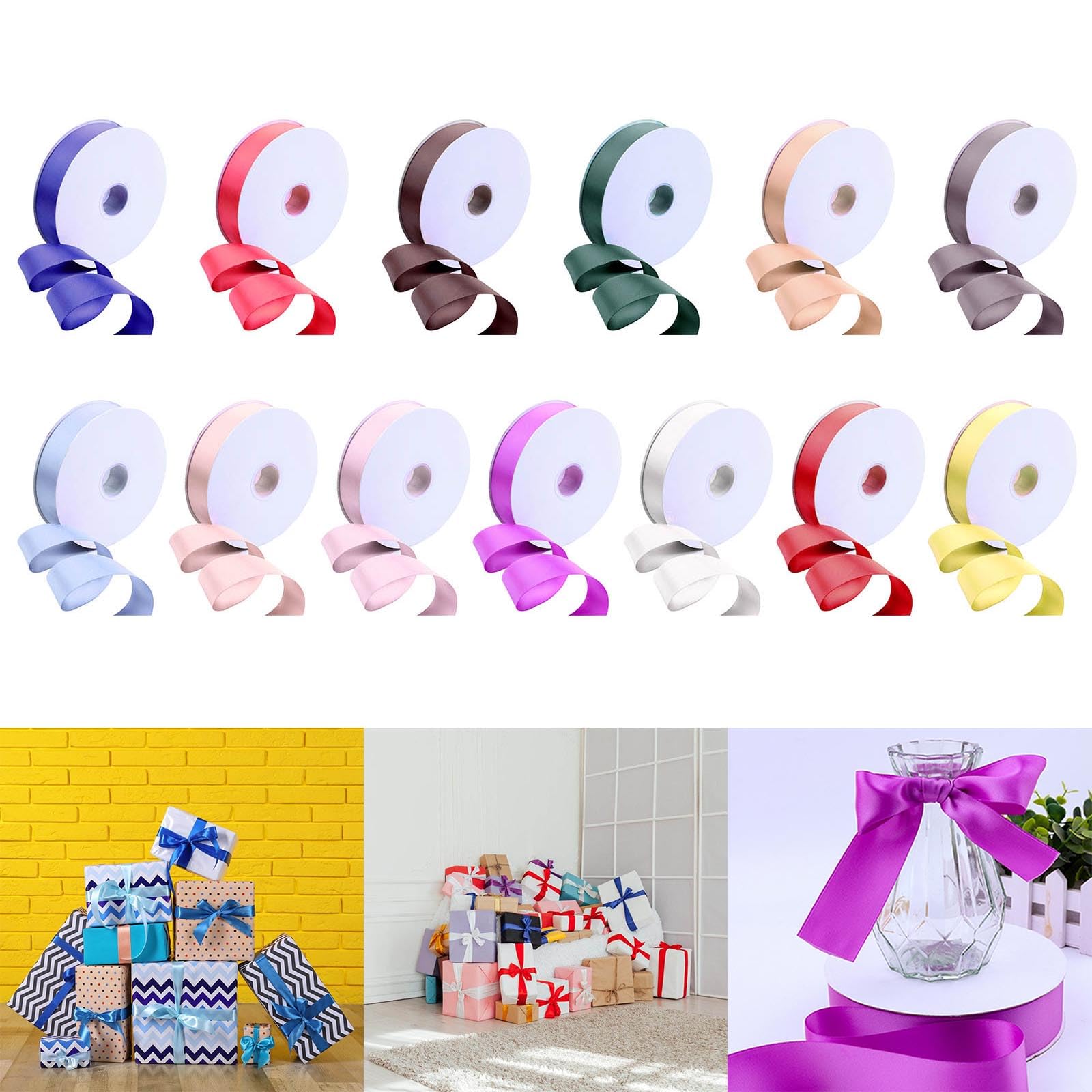 Cinta de poliéster colorida para manualidades y decoración, cinta de tela práctica de doble cara