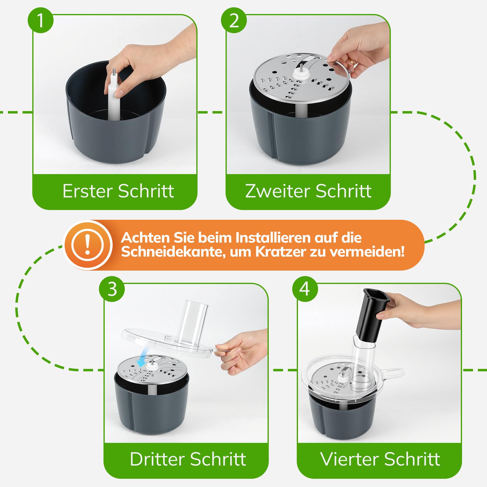 Gemüseschneider für Thermomix TM5 & TM6, Spiralschneider & Gemüsereibe Edelstahl für Zucchini Kartoffeln Karotten Obst, Vegetable Chopper Slicer Gemüsefriseur mit 2 Schnittstärken Ohne Küchenmaschine