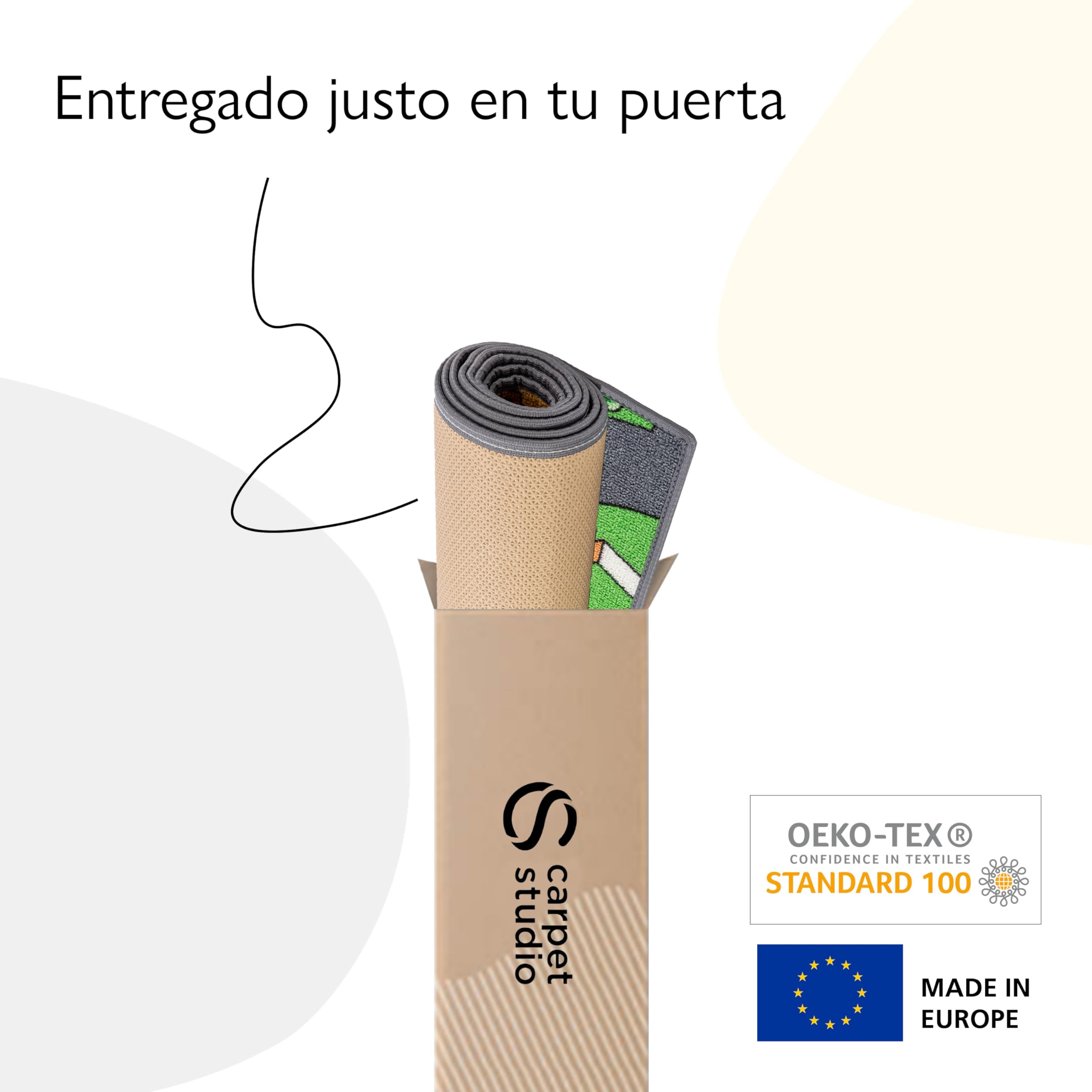 Carpet Studio Alfombra Carretera 95x133cm, Alfombra Infantil para Dormitorio & Cuarto de Jugar, Lavable a Máquina, Fácil de Limpiar, Anti-Deslizante - Little Village