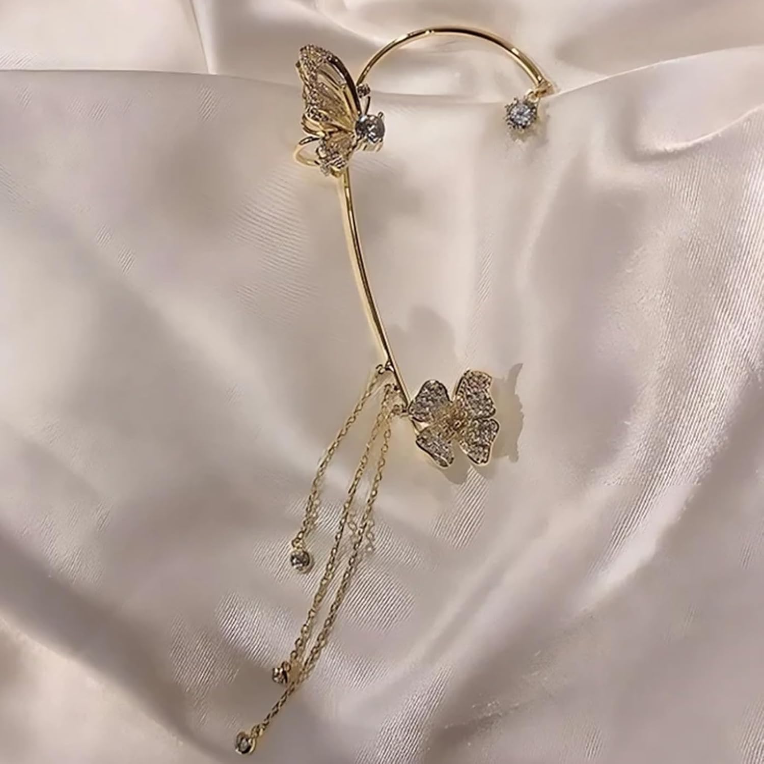 Butterfly Ear Cuffs Rhinestone Butterfly Ear Cuff for Women Ear Cuffs Non Piercing Gold Ear Cuff Jewelry Gift for Women
