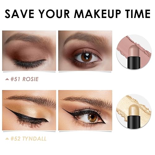 Miniatura 3 de FOCALLURE 2 unidades de sombra de ojos en barra crema, lápiz de sombra de ojos iluminador, juegos de sombra de ojos con fórmula a prueba de arrugas,