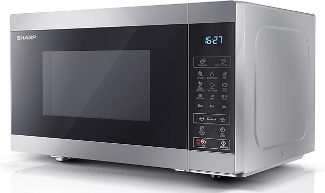 SHARP YC-MG81U-S 900W Digital Touch Control Microwave with 28 L Capacity, 1100W Grill & Ceramic Enamel Interior  Silver