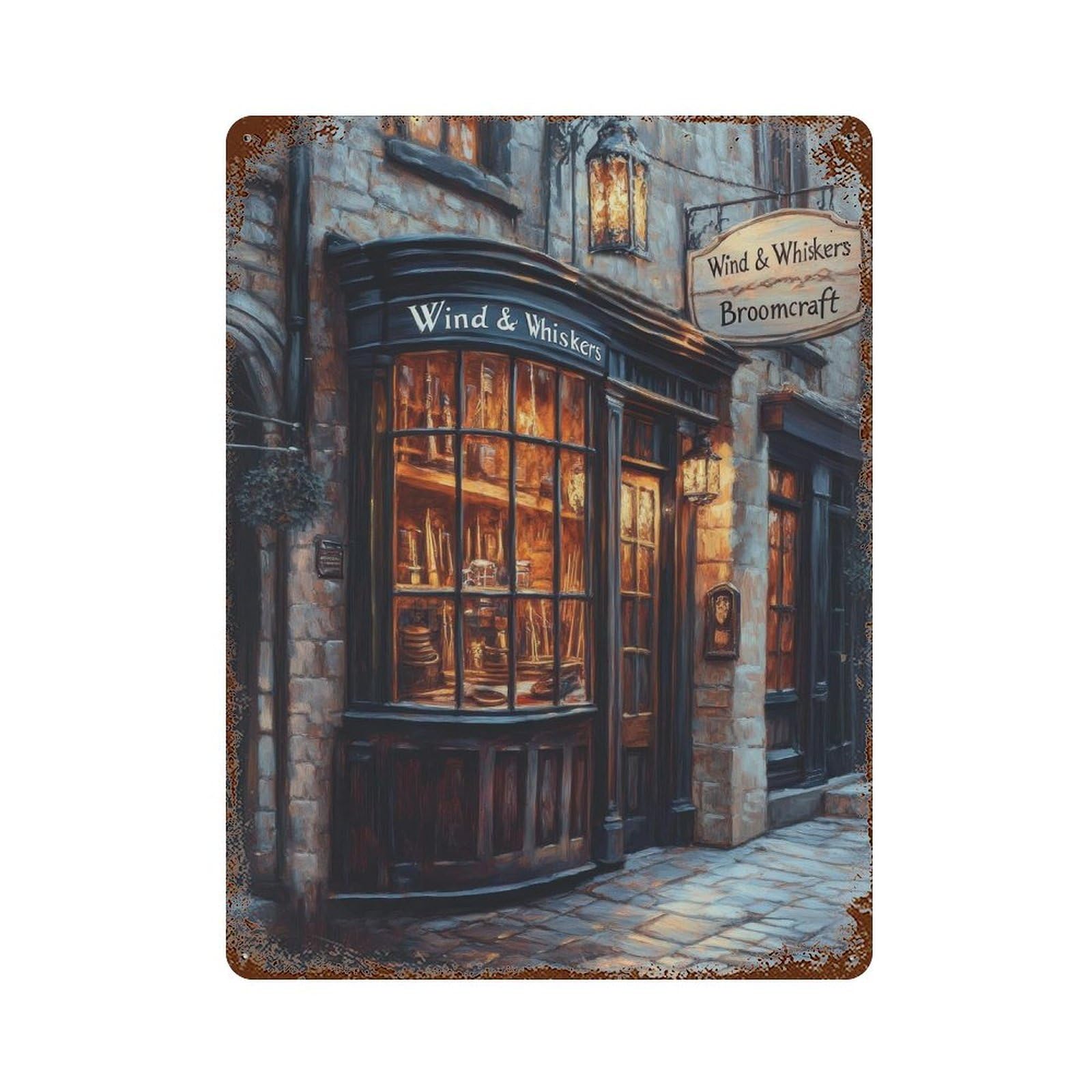 xiaoxiaoshen Wizards Broomstick Shop Cottagecore Dark Academia Enchanted Vintage Mystical Witchy Wall Decor Art Metal Tin Poster Modern Home Decor Art Home Bar Shop Decorations Vintage Sign 40x30cm