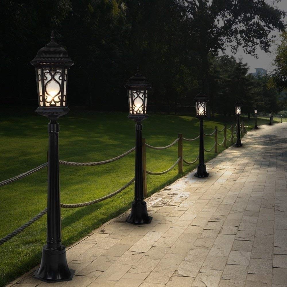 Lampa zewnętrzna, 85 cm, lampiony trawnikowe E27, lampa cokołowa, IP65, bezpieczeństwo, do użytku na zewnątrz, wodoszczelna aluminiowa kolumna, lampa ogrodzeniowa