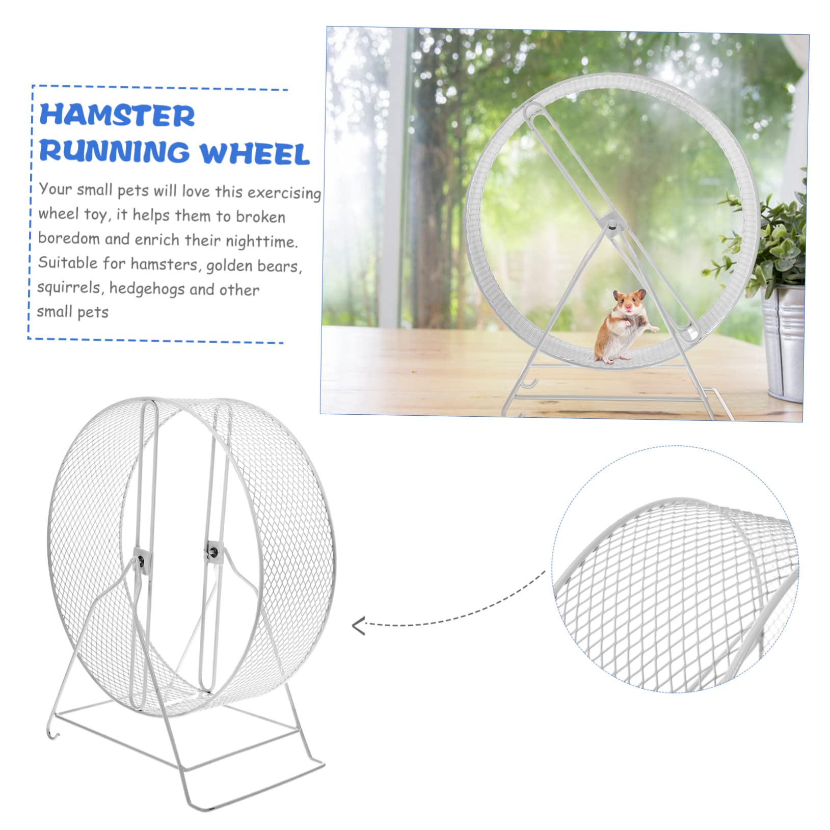 ABOOFAN Rueda De Ejercicio Silenciosa para Hámster, Rueda De Chinchilla De Hierro Blanco, Diámetro 32 Cm, Juguete para Pequeños Roedores, Uso Jaulas para Mascotas Pequeñas