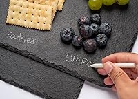 Vista 2 de 2 tablas de pizarra grandes de 16 x 12 pulgadas, bandeja de queso, bandeja para servir piedra para servir marcapasos con 2 tizas de Navidad