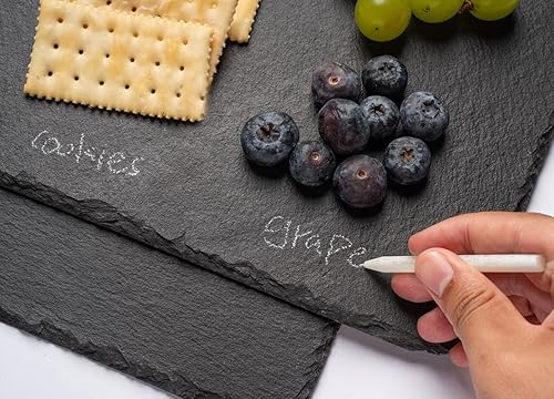 Miniatura 2 de 2 tablas de pizarra grandes de 16 x 12 pulgadas, bandeja de queso, bandeja para servir piedra para servir marcapasos con 2 tizas de Navidad
