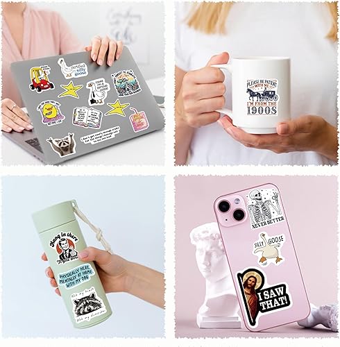 Miniatura 2 de 200 calcomanías divertidas para adultos, holográficas, impermeables, de vinilo, divertidas frases, para botellas de agua, laptop, computadora, funda