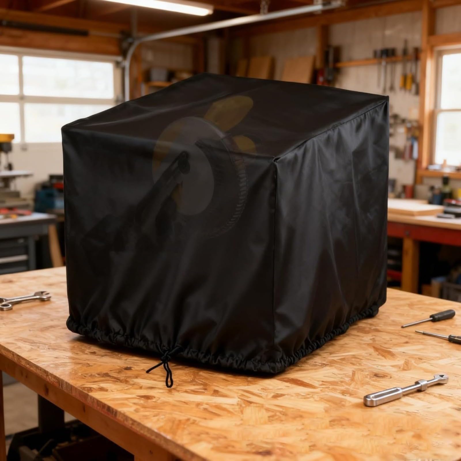 Funda protectora Oxford para sierra ingletadora, impermeable, 71 x 61 x 71 pulgadas, cubierta negra con dobladillo elástico para un ajuste seguro al aire libre