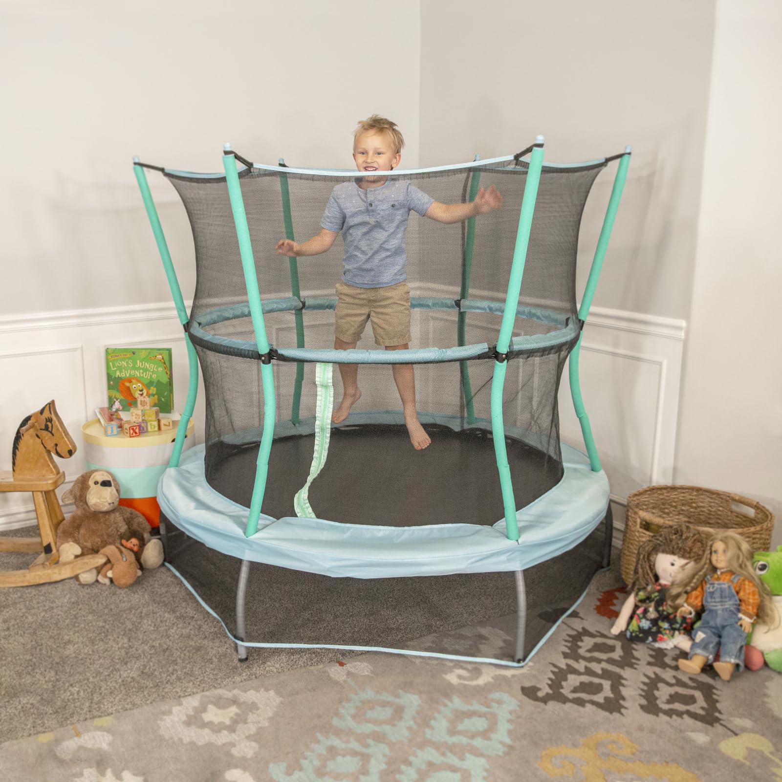 Skywalker Trampolines No-Spring Design Round Classic Trampoline Mini for Kids and Toddlers Bouncer with Enclosure (48 inch)