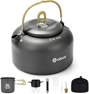 ALOCS 2.3L Portable Kettle with Pour Over Kit & Mug, Camping Coffee Pot Set