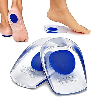 COBSETRA 1 Pair Men Women Silicon Gel Heel Cushion Insoles Soles Relieve Foot Pain Protectors Spur Support Shoe pad High H...