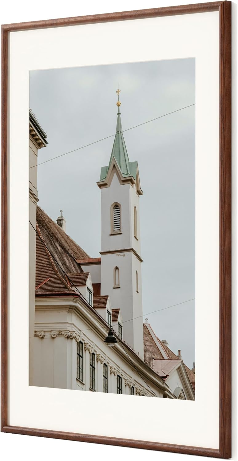 Axeman 20x30 Picture Frame - 20 x 30 Frame with Mat for 16x24 - Solid Ash Wood 30x20 Picture Frame with Tempered Glass - Natural Wood Frames for Displaying Horizontally or Vertically 20x30, 1 Pack Walnut