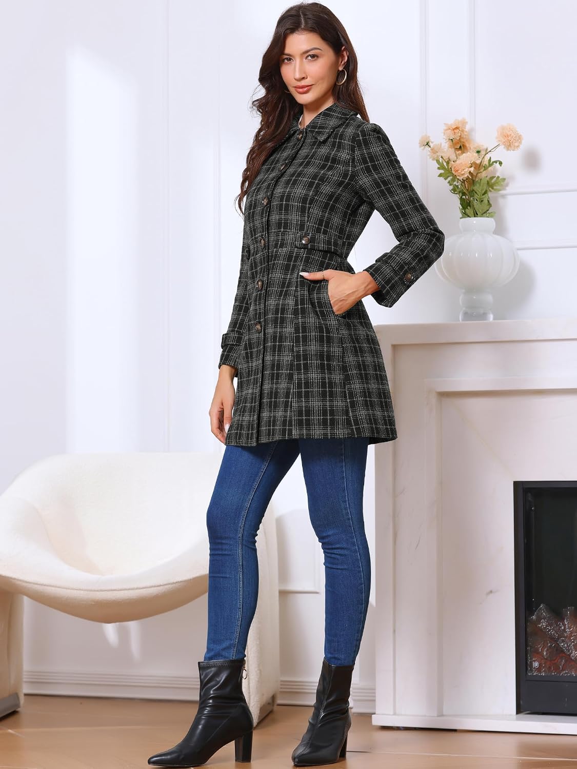 Classic Plaid Peacoat Styled for Everyday Wear