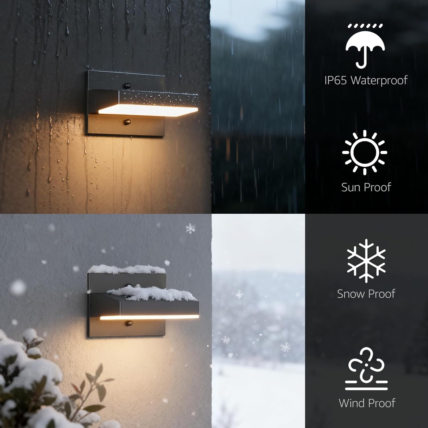 Tipace 2 Pack Modern Outdoor Led Wall Light,24W 3000K Porch & Patio Hardwired Wall Mount Wall Sconces,Exterior IP65 Waterproof Aluminum Rotatable Wall Lamp for Front Door Garage Garden(Black)