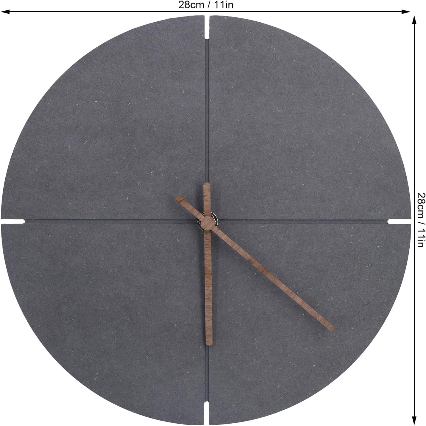 Wooden Wall Clock Modern Simple 11in Large Size Quartz Movement Wall Clock for Living Room, Bedroom, Office