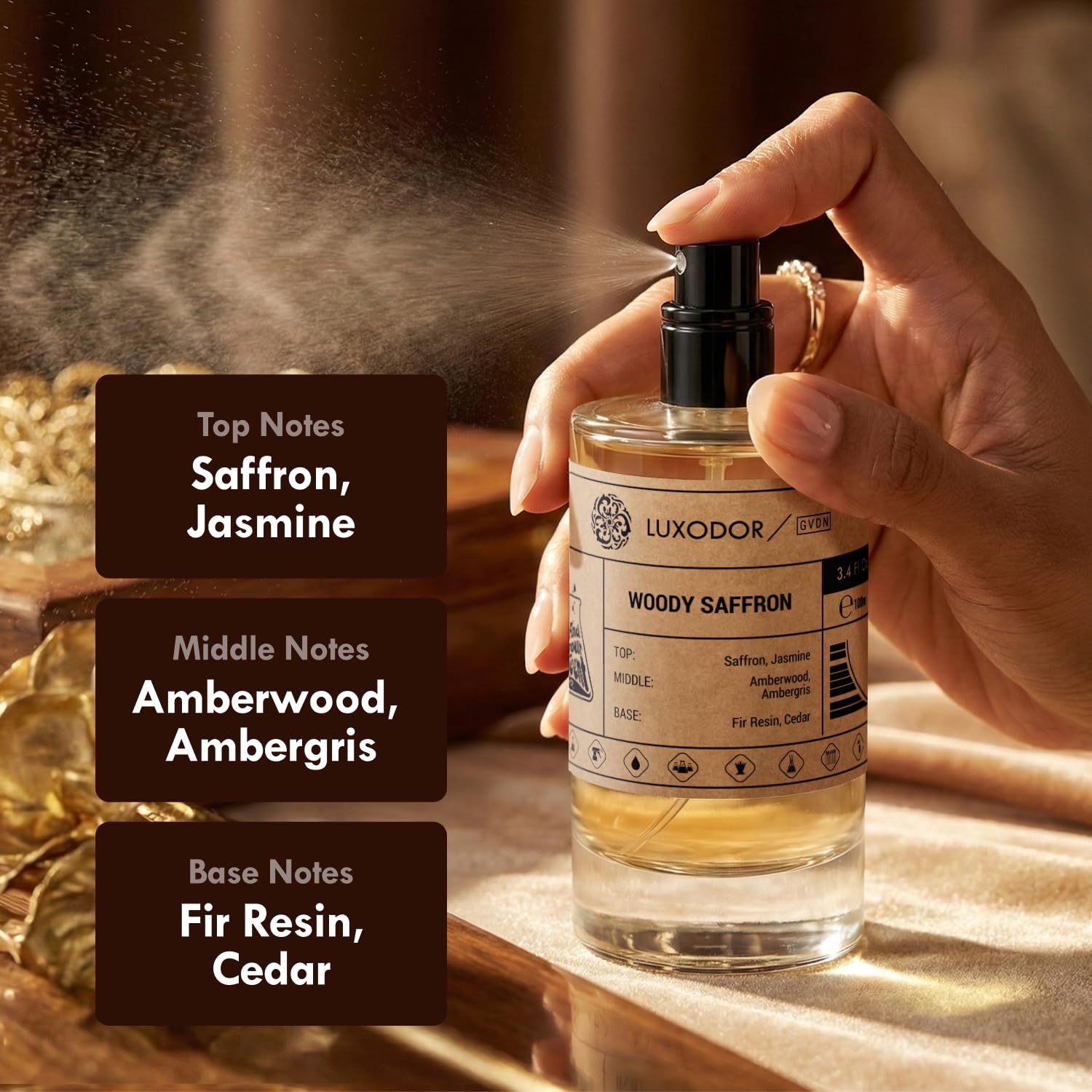 Inspired by Baccarat Rouge 540 Eau De Parfum – Woody Saffron Perfume 3.4 fl oz (100ml) with Concentrated Oil – Unisex Pheromone Perfume for Women & Men, Long Lasting Fragrance - Image 3