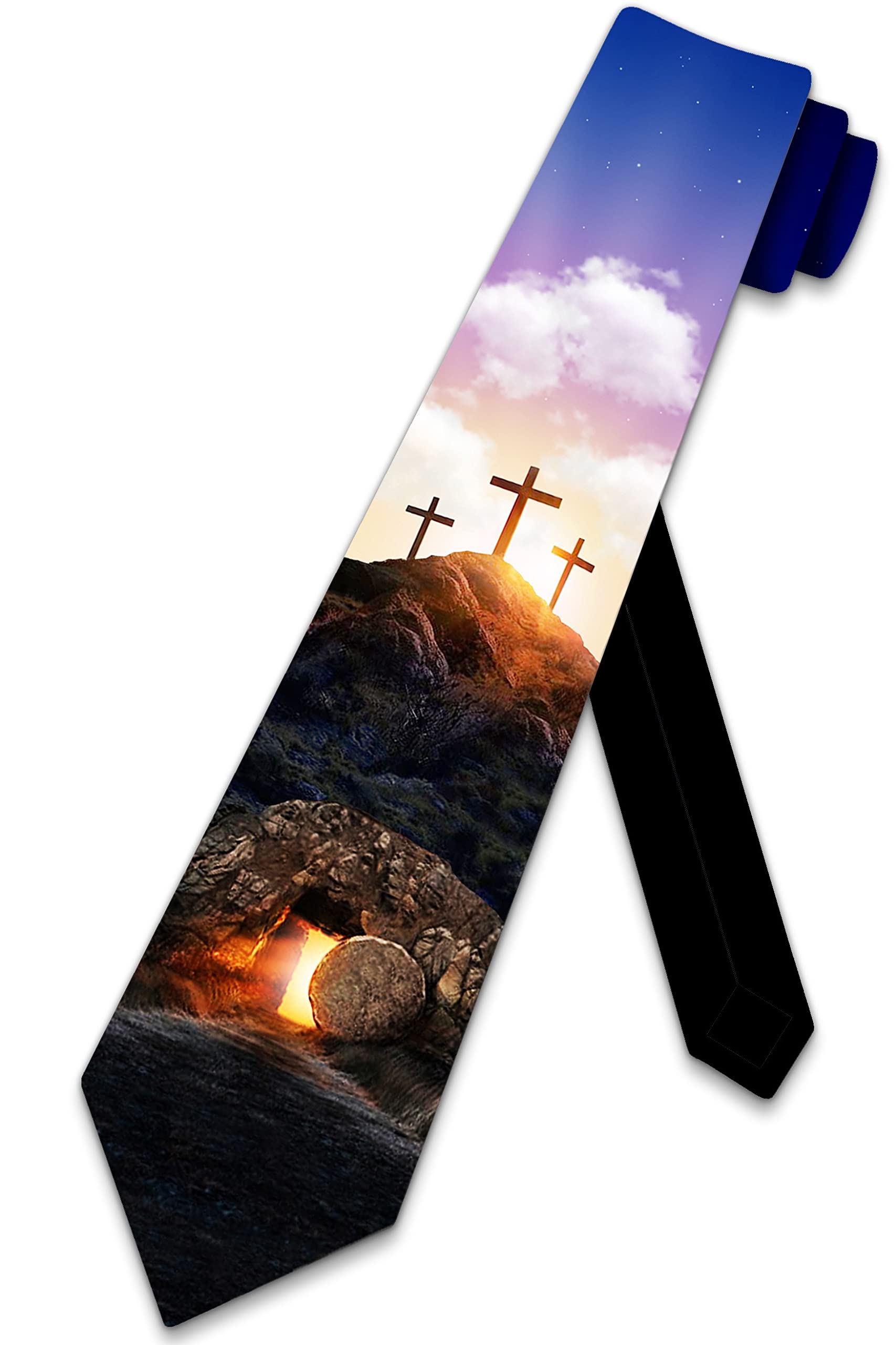Kwqdozf Men's As Pic Easter Ties Cross Necktie Jesus Resurrection Tie Religious Neckties