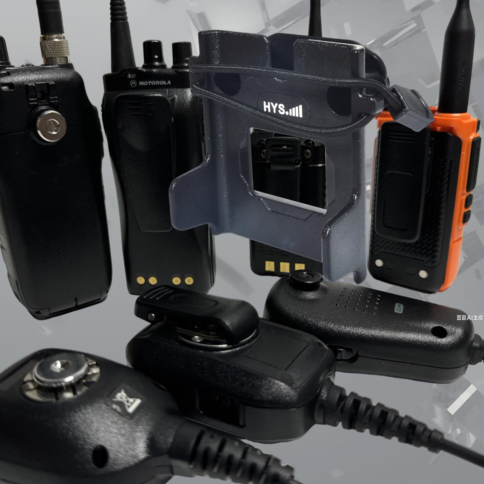 HYS Uniwersalny uchwyt 1/4" z gwintem krótkofalówki do samochodu, szybkomocujący, regulowany uchwyt, kompatybilny z Baofeng Quansheng Motorola z klipsem do paska (gwint 1/4")